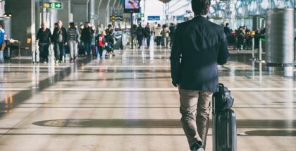 Professional walking in an airport